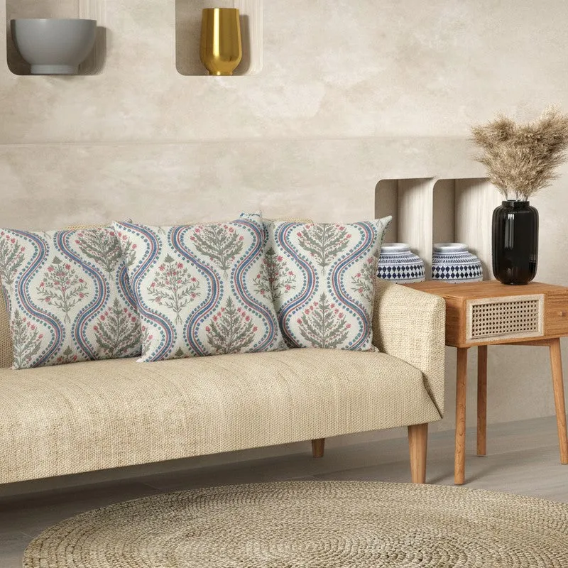 Paisley Motif Multicolor Cushion Cover Set - Set Of Three media 1