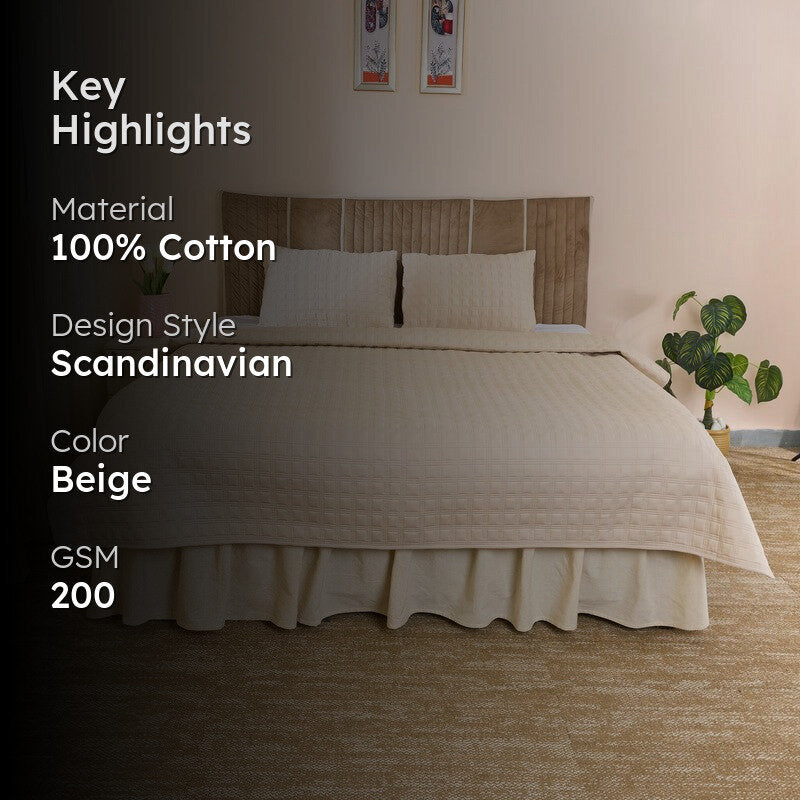 CozyCore Solid Cotton Comforter (Beige) - 200 GSM media 2