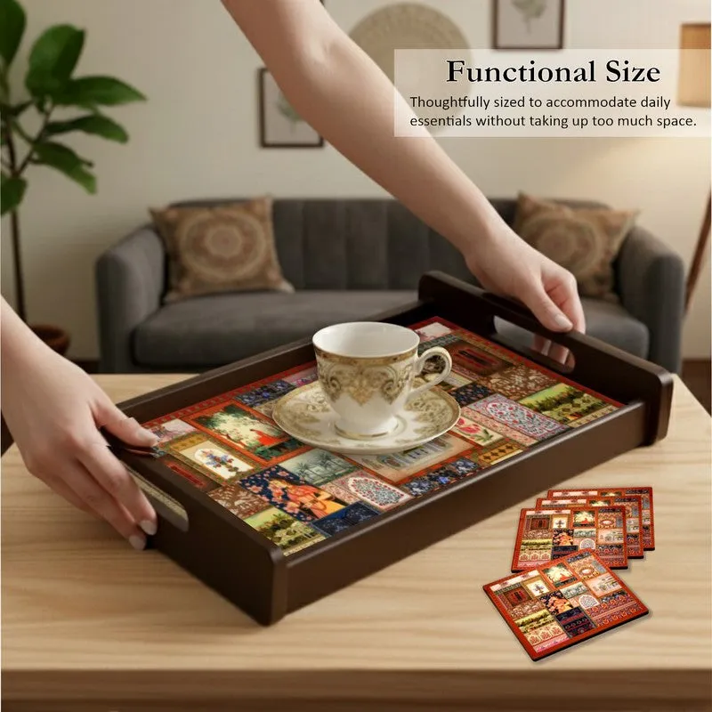GrainGlow Serving Tray with 4 Coasters - Five Piece Set media 5