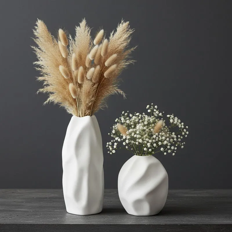 Sculpa Organic Sculpted Ceramic Vase(Ivory) - Set Of Two media 7