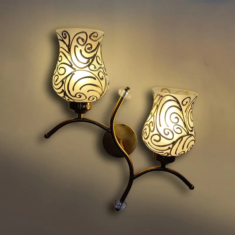 TwinAura Glass Wall Lamp - White & Gold media 6