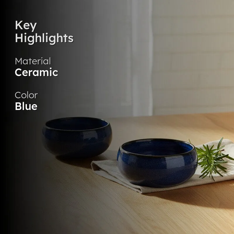 Nocturne Handcrafted Ceramic Dip Bowls (Blue,150 mL) - Set Of Two media 2