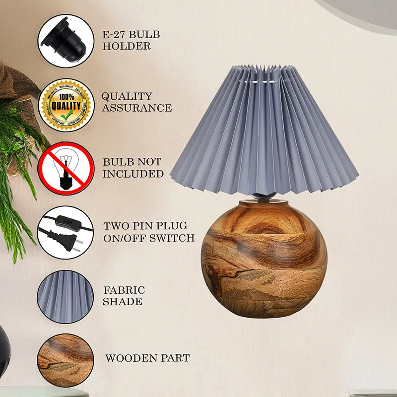 Lark Pleated Fabric Table Lamp - Grey,Brown media 5