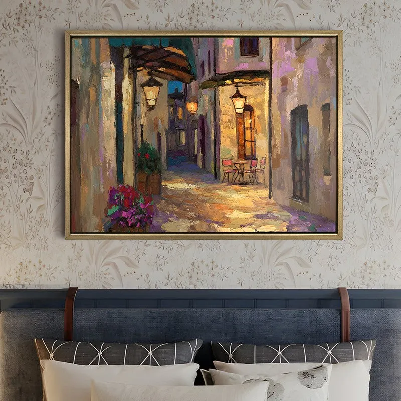Nocturne Cafe Canvas Wall Painting With Frame media 5