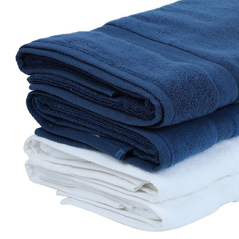Miorah Bath Towel (White & Blue) - Set Of Four media 3