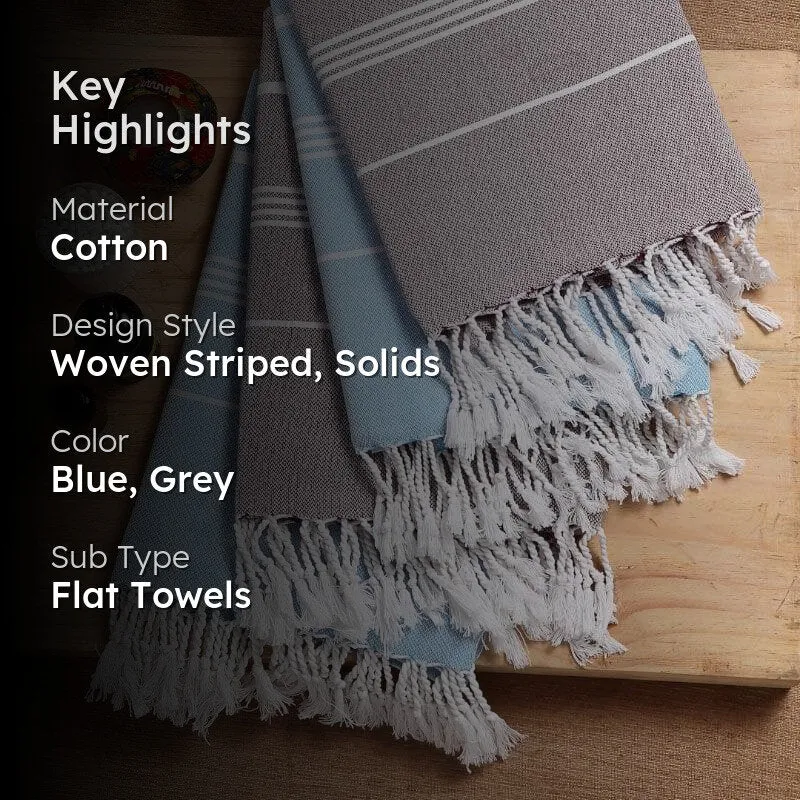 Soothing Retreat Bath Towels (Blue & Grey) - Set Of Four media 2