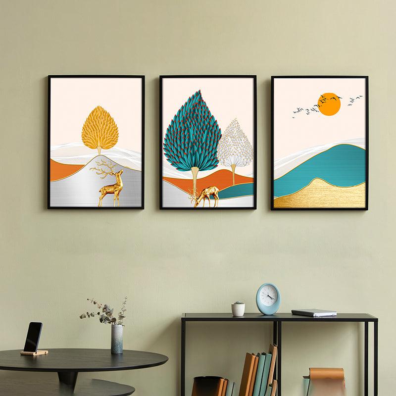 Sylvan Luxe Synthetic Fibre Wall Art With Frame - Set Of Three media 4