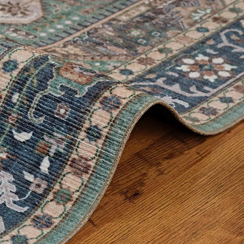 Noah Ethnic Polyester Carpet - Teal media 4
