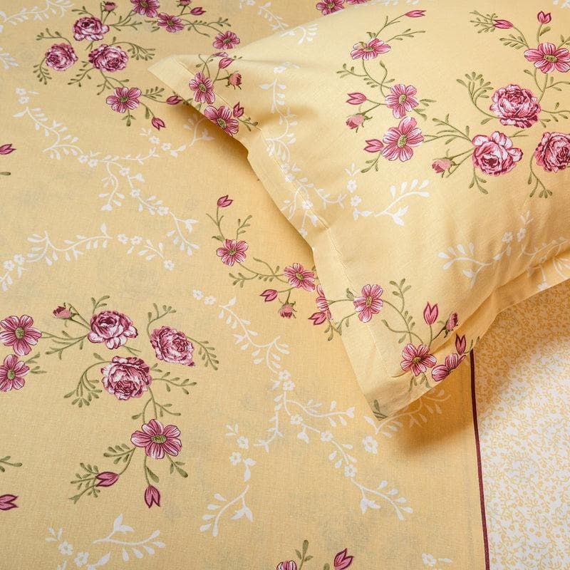 Floral Bouquet Cotton Bedsheet (Yellow) - 170 TC media 5