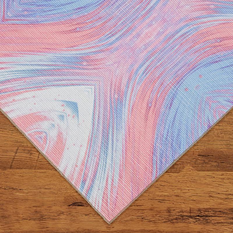 Durin Abstract Polyester Anti-Skid Carpet - Blue & Pink media 7