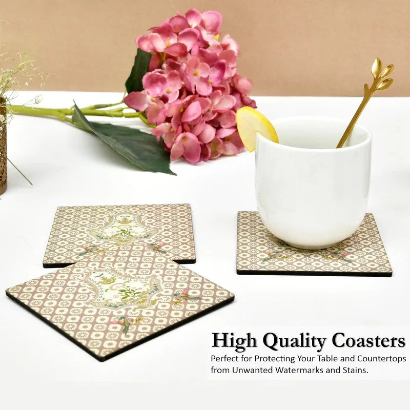 Floral Elegance Wooden Coasters with Holder - Seven Piece Set media 4