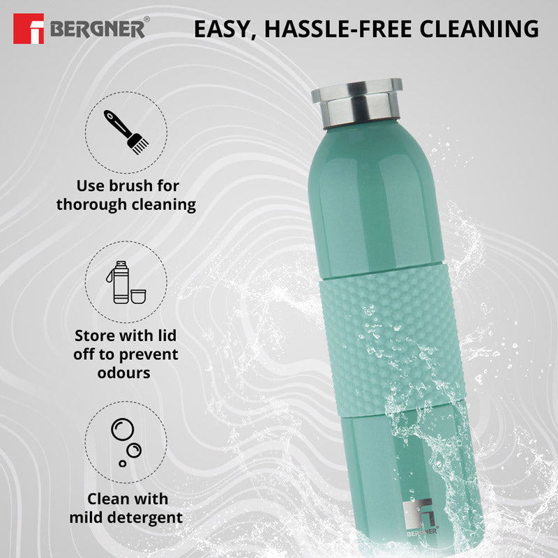 Bergner Walking Mid Grip Thermosteel Hot And Cold Flask (Green) - 600 mL media 4