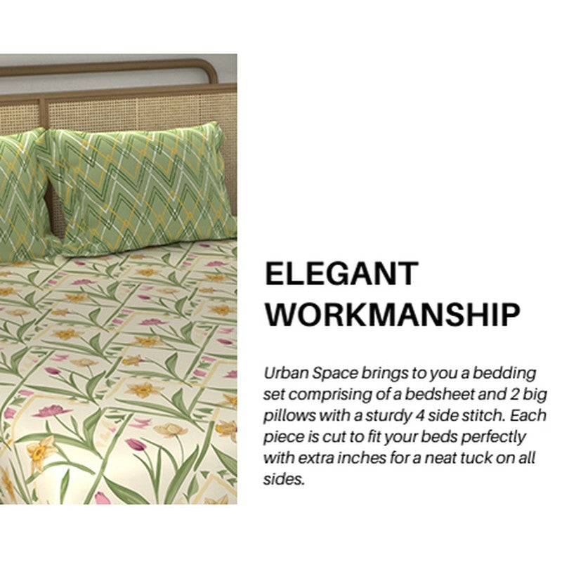 Urban Space Meadowra Cotton Bedsheet (Green) - 144 TC media 11