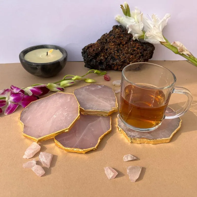 Emberlyn Handcrafted Rose Quarts Coaster - Set Of Four media 4