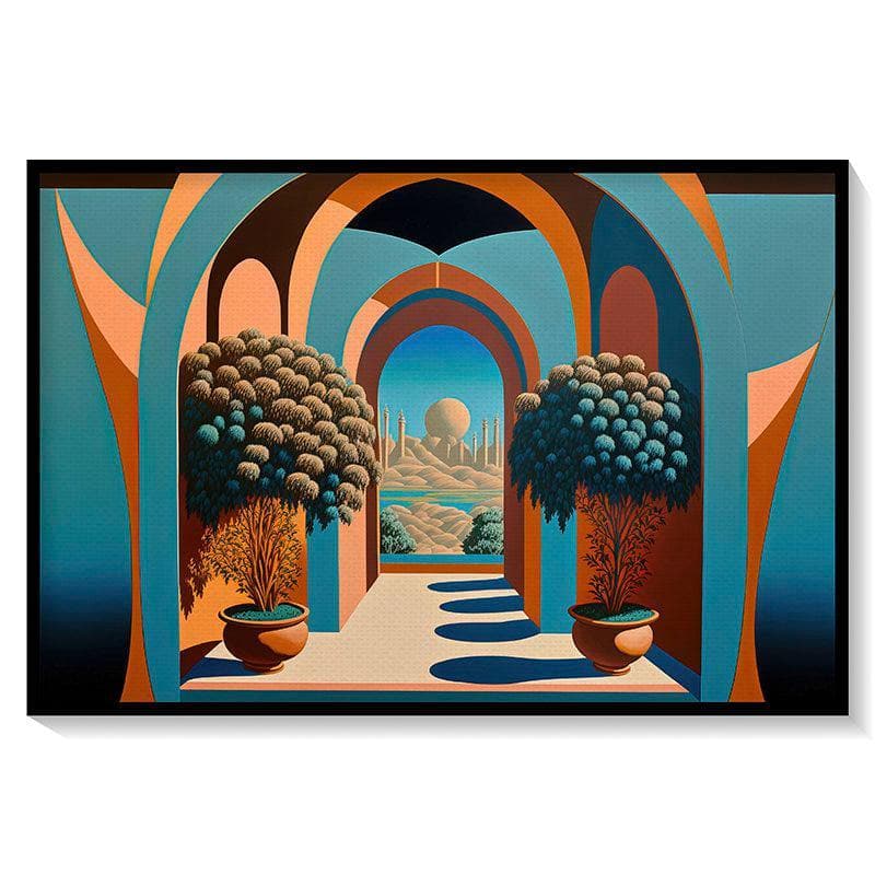Landscape With Plants Canvas Wall Painting - Black Frame media 4