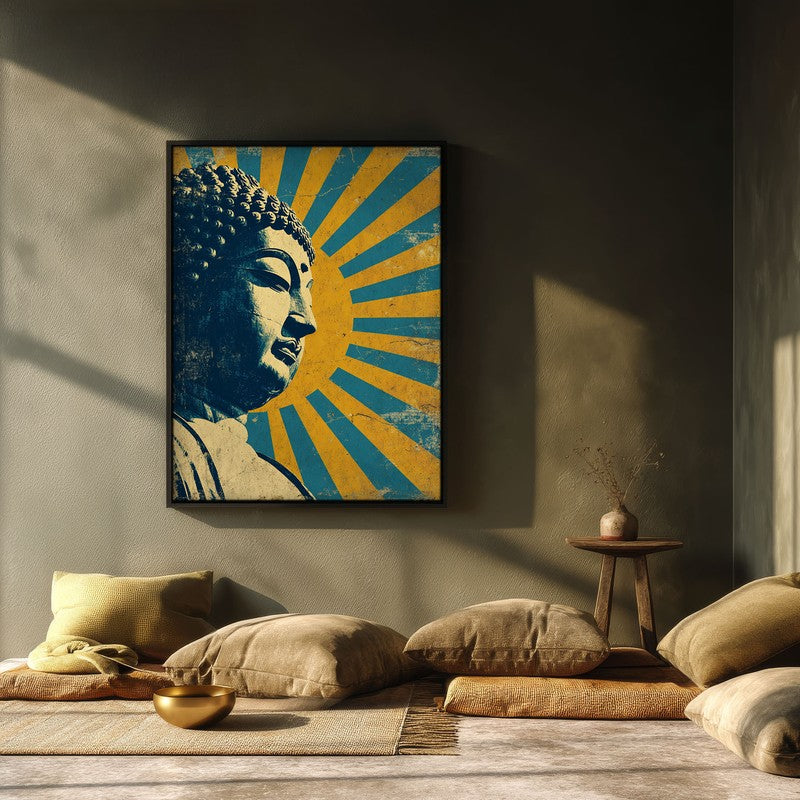 Buddha Celestial Petal I Mandala Archival Paper Wall Painting With Black Frame media 3