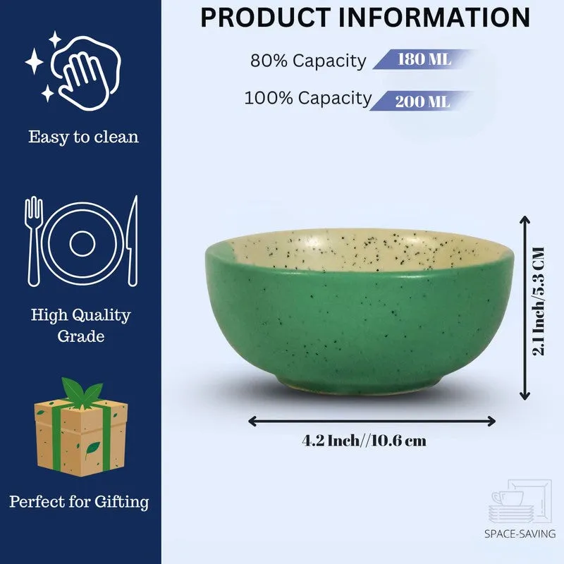 Opuluxe Ceramic Snack Bowls (Beige,Green, 200 mL Each) - Set Of Four media 6