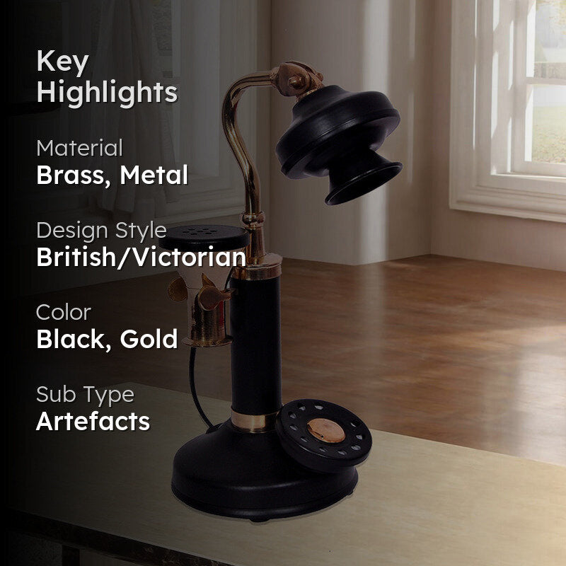 Roma Antique Telephone Showpiece -  Gold & Black media 2
