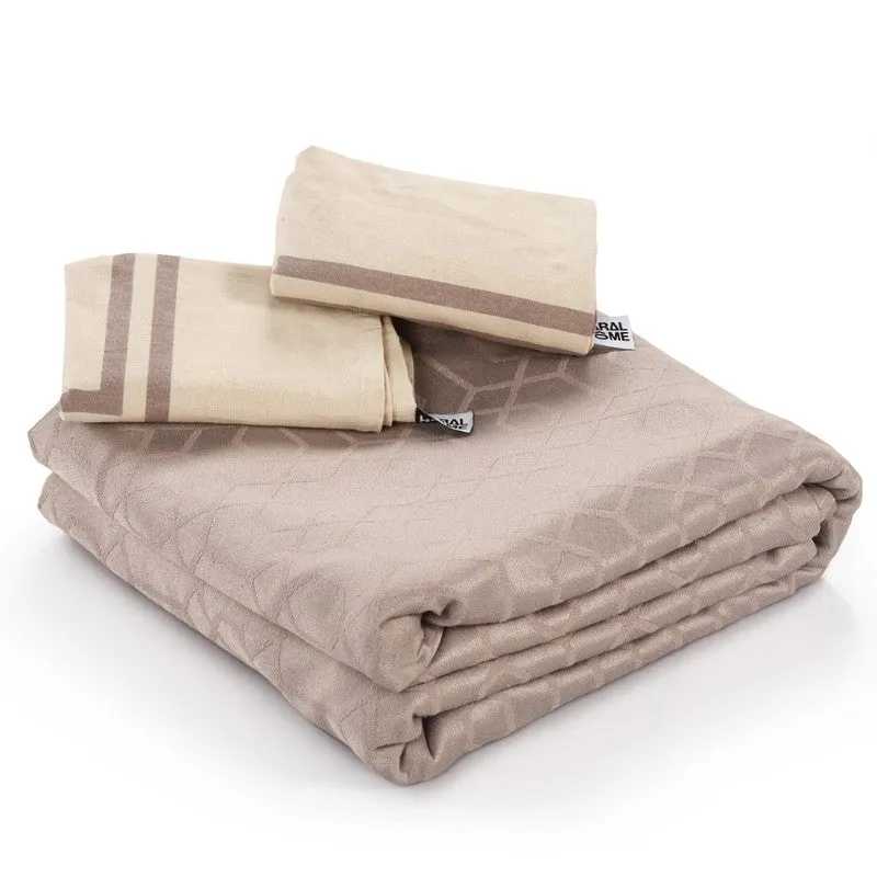 Grid Grace Cotton Bedsheet (Beige) - 150 TC media 6