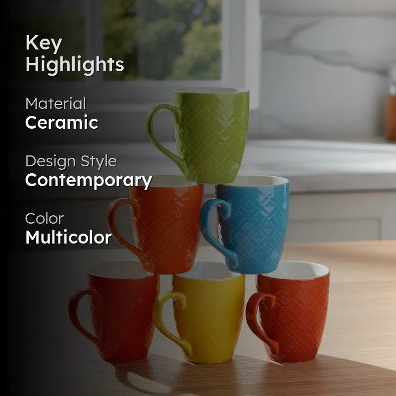 Adsinthe Ceramic Coffee Mug (300 mL Each) - Set Of Six media 2