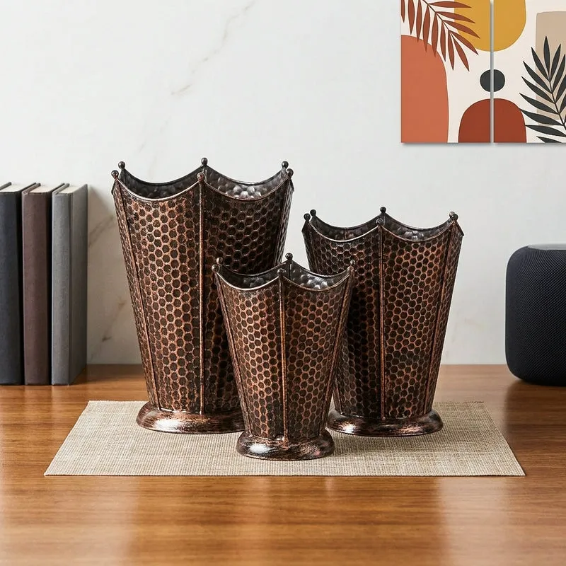 Crown Cast Planter (Copper) - Set Of Three media 1