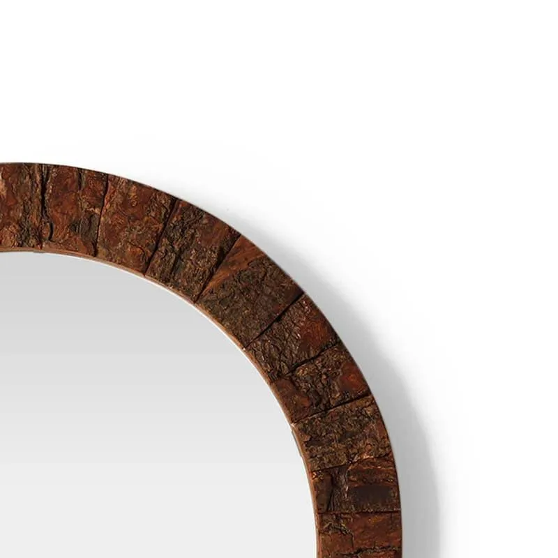 Round Timber Wall Mirror media 5