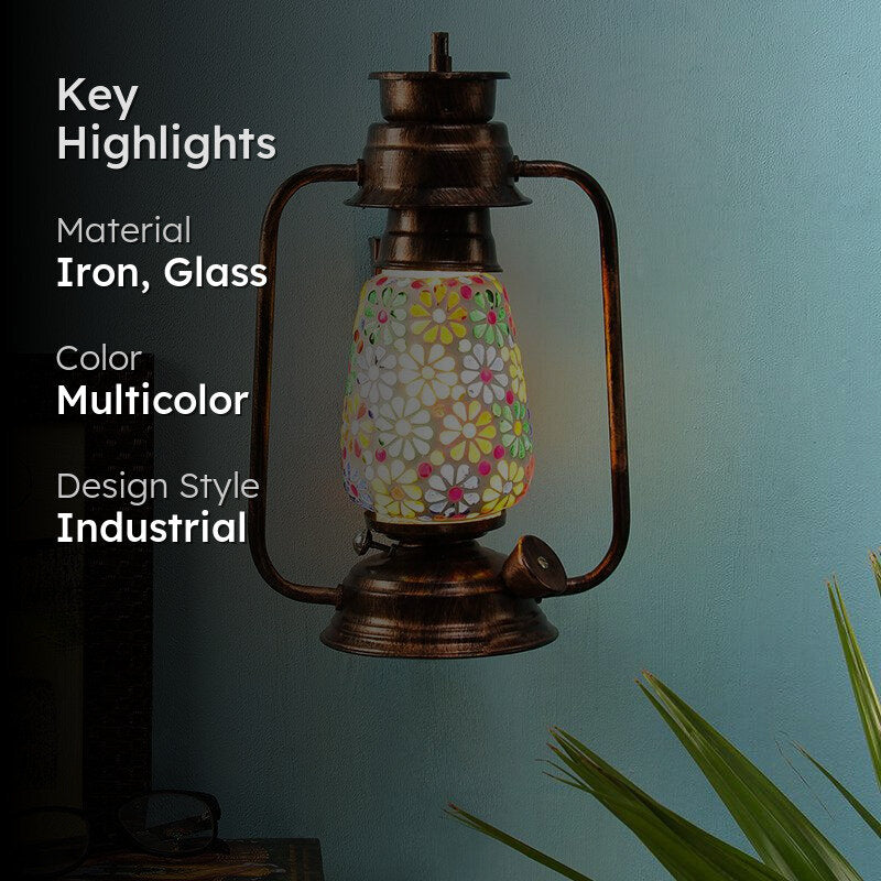 Madhura Mosaic Lantern Iron Wall Lamp - Copper media 2