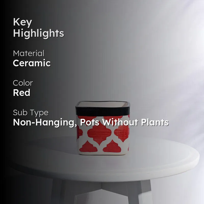Ugaoo Square Rose Red Ceramic Pot media 2