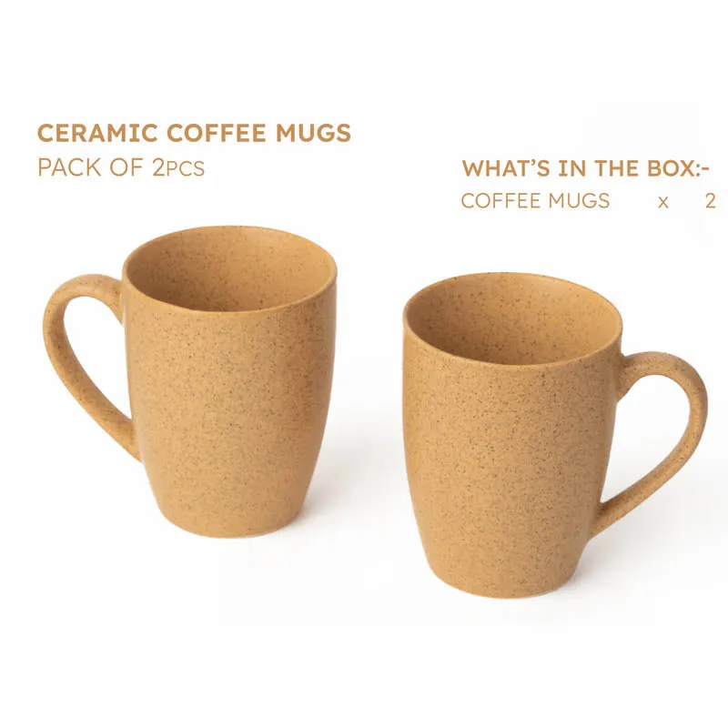 Sip & Style Ceramic Coffee Mug (Mustard Yellow/300 mL Each) - Set Of Two media 4
