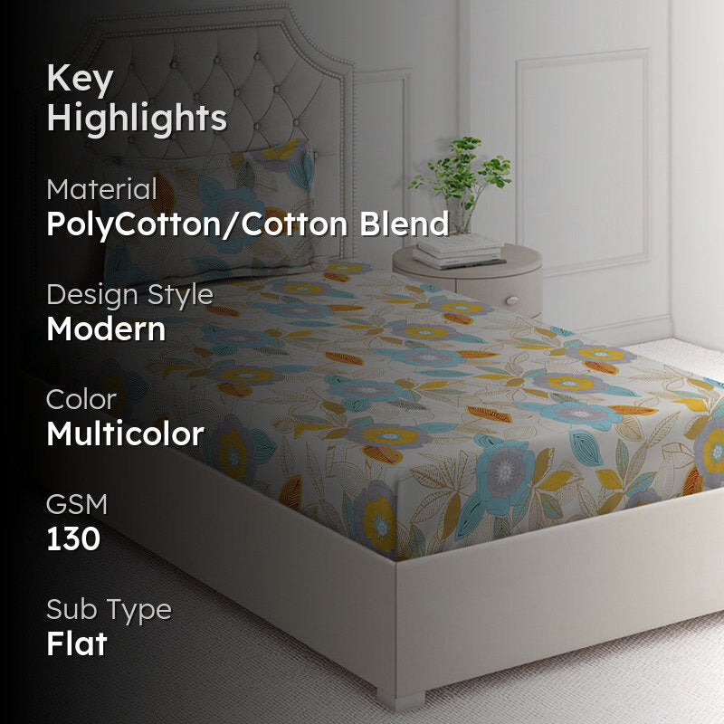 Stem Scripts Floral Bedsheet - 130 GSM media 2
