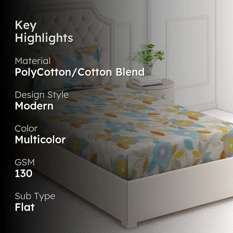 Stem Scripts Floral Bedsheet - 130 GSM media 2