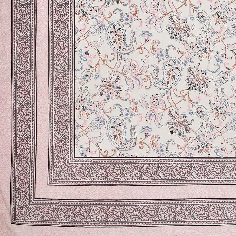 Aari Floral Cotton Bedsheet (Pink) - 130 TC media 4