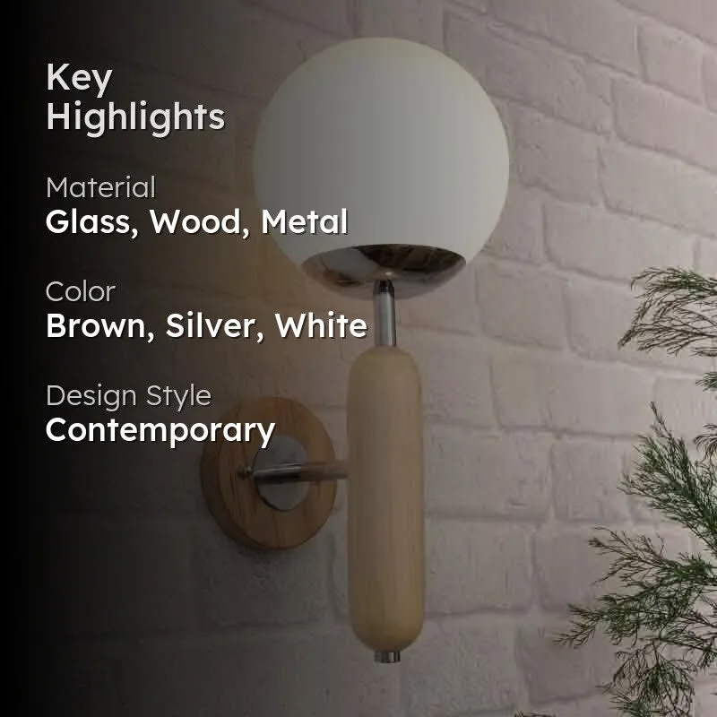 Valencia Glass & Wooden Wall Lamp media 2
