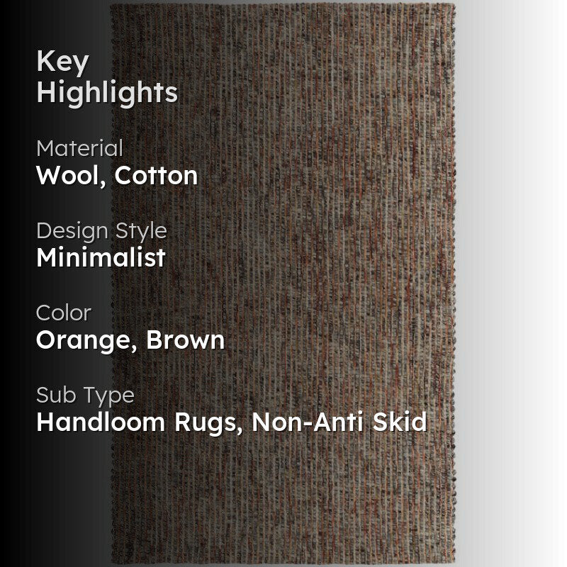 Artistry Threads Hand Woven Wool Rug - Orange & Brown media 2