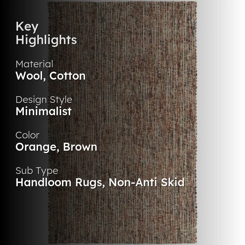 Artistry Threads Hand Woven Wool Rug - Orange & Brown media 2