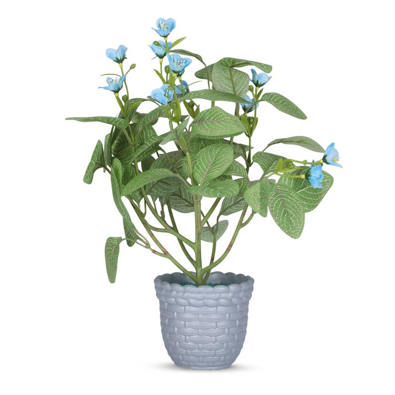 Artificial Blue Blossom Plant with Pot media 4