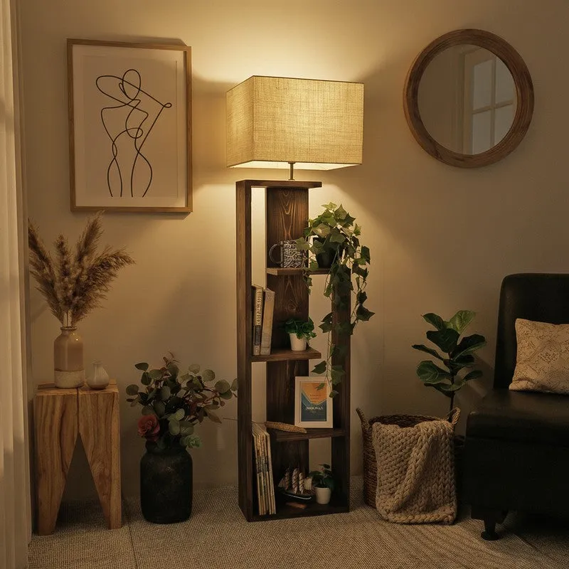 BareGlow Wooden Floor Lamp - Brown media 1
