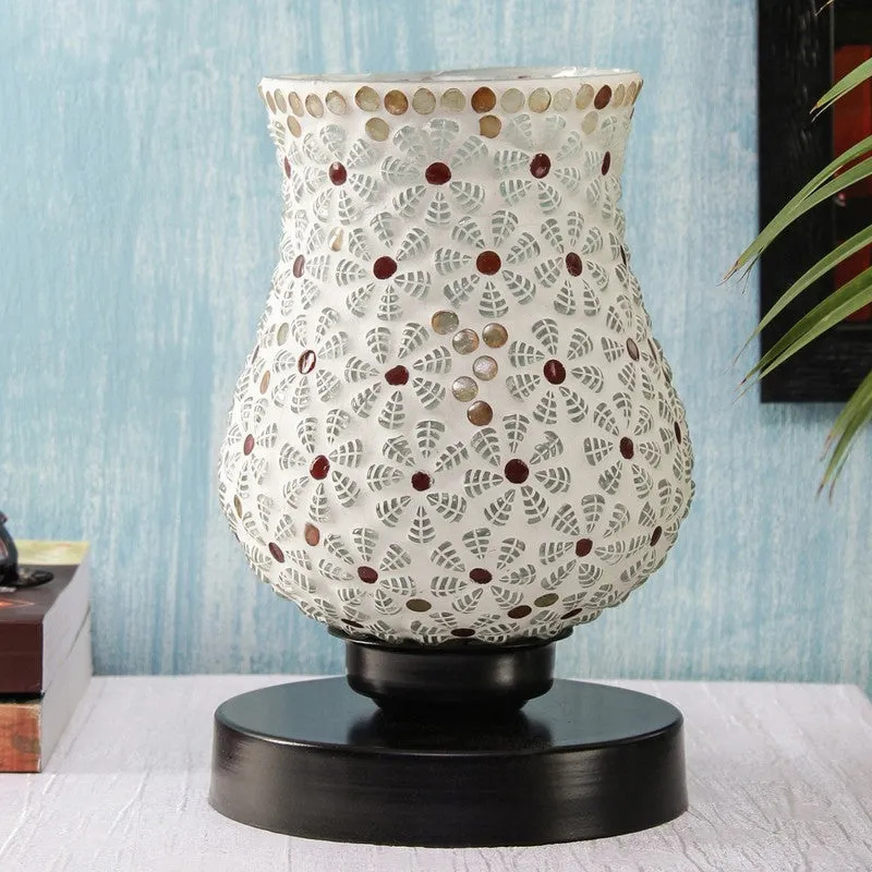 Emberora Mosaic Glass Table Lamp With Wooden Base - Multicolor media 3