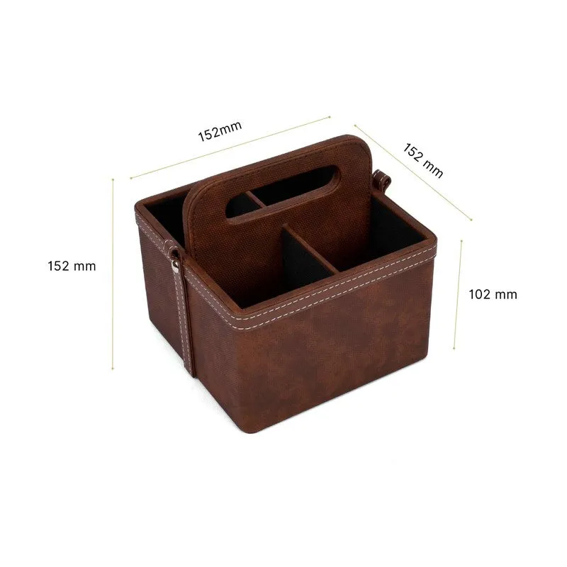 Ember Dote Leatherette Desk  Organiser -Brown media 9
