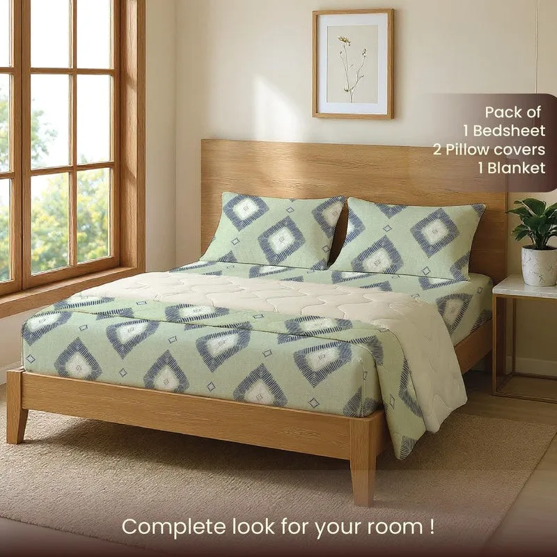 Urban Space Geometric Green Glace Cotton,Microfiber Bedding Set (200 TC) - Four Piece Set media 8