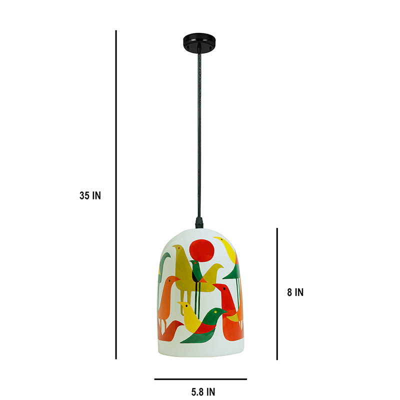 Wild Wings Hand Painted Glass Ceiling Lamp media 6