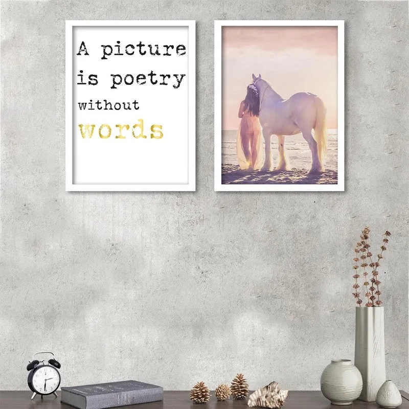 WildSoul Paper Wall Painting With MDF Frame - Set Of Two media 1