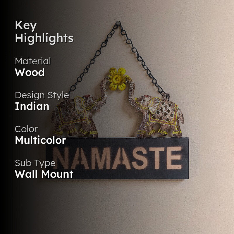 Namaste Gaja Wooden Wall Accent media 2