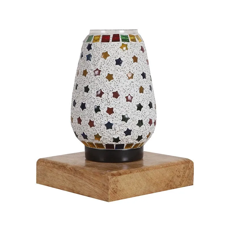 Feriona Glass Table Lamp With Wooden Base - Multicolor media 6