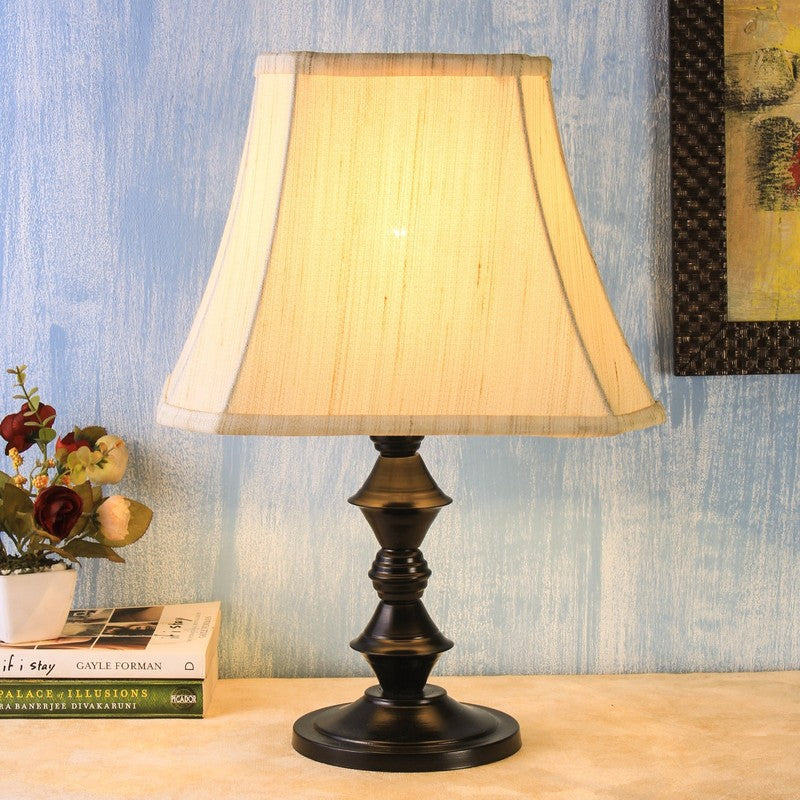 Flamevia Cotton Table Lamp With Iron Base - Ivory