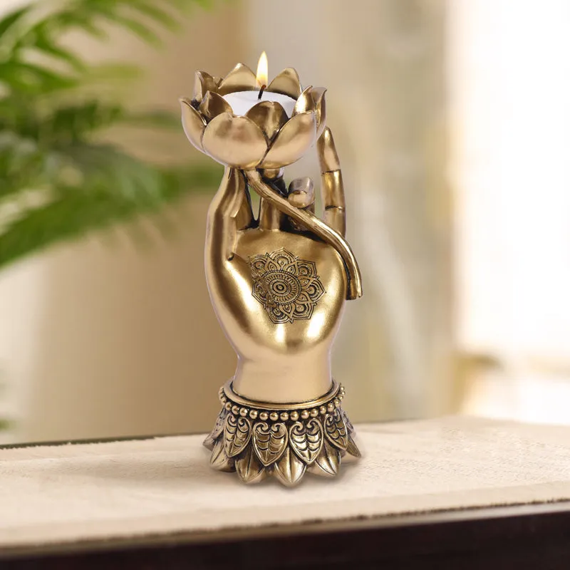 Buddha Palm Tea Light Holder media 1
