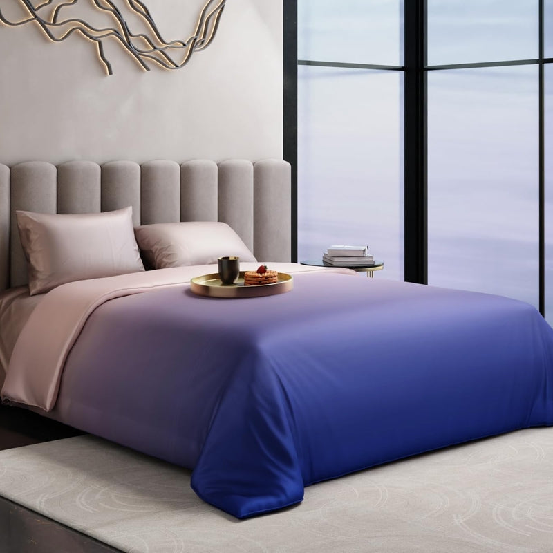 Weavo Printed Satin Comforter (Blue,Purple) - 150 GSM