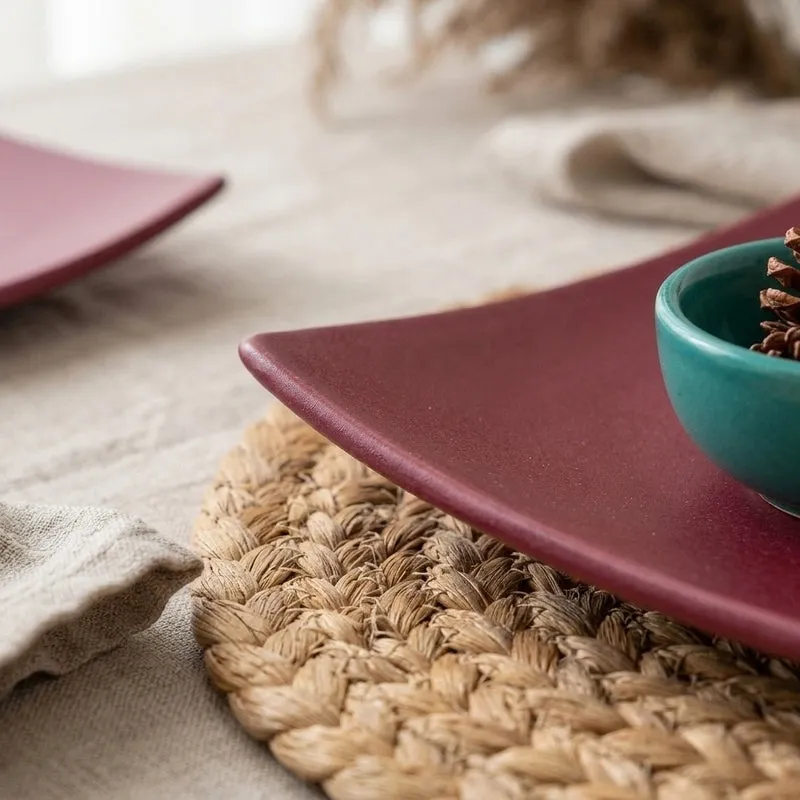 Rubeena Ceramic Platter - Maroon media 3