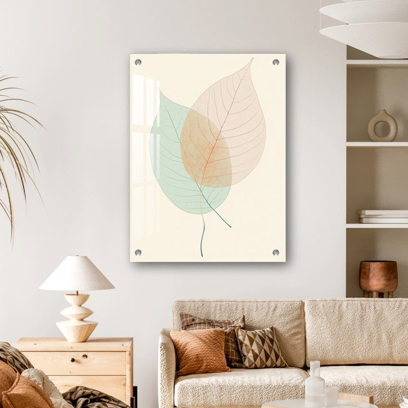 Two-Shade Leaf Nature Acrylic Wall Art