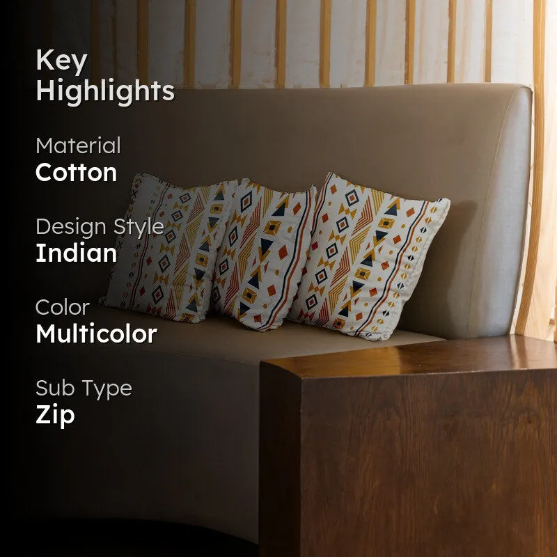 Urban Space Bohemian Tribal Multicolor Cotton Cushion Covers - Set Of Three media 2